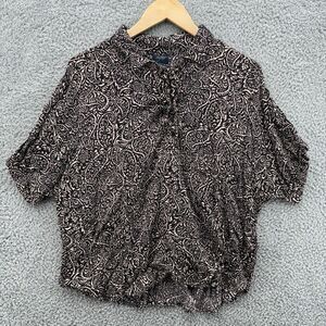 Daytrip Women's‎ M Lightweight Geometric Floral Collared Short Cuffed Sleeve Top
